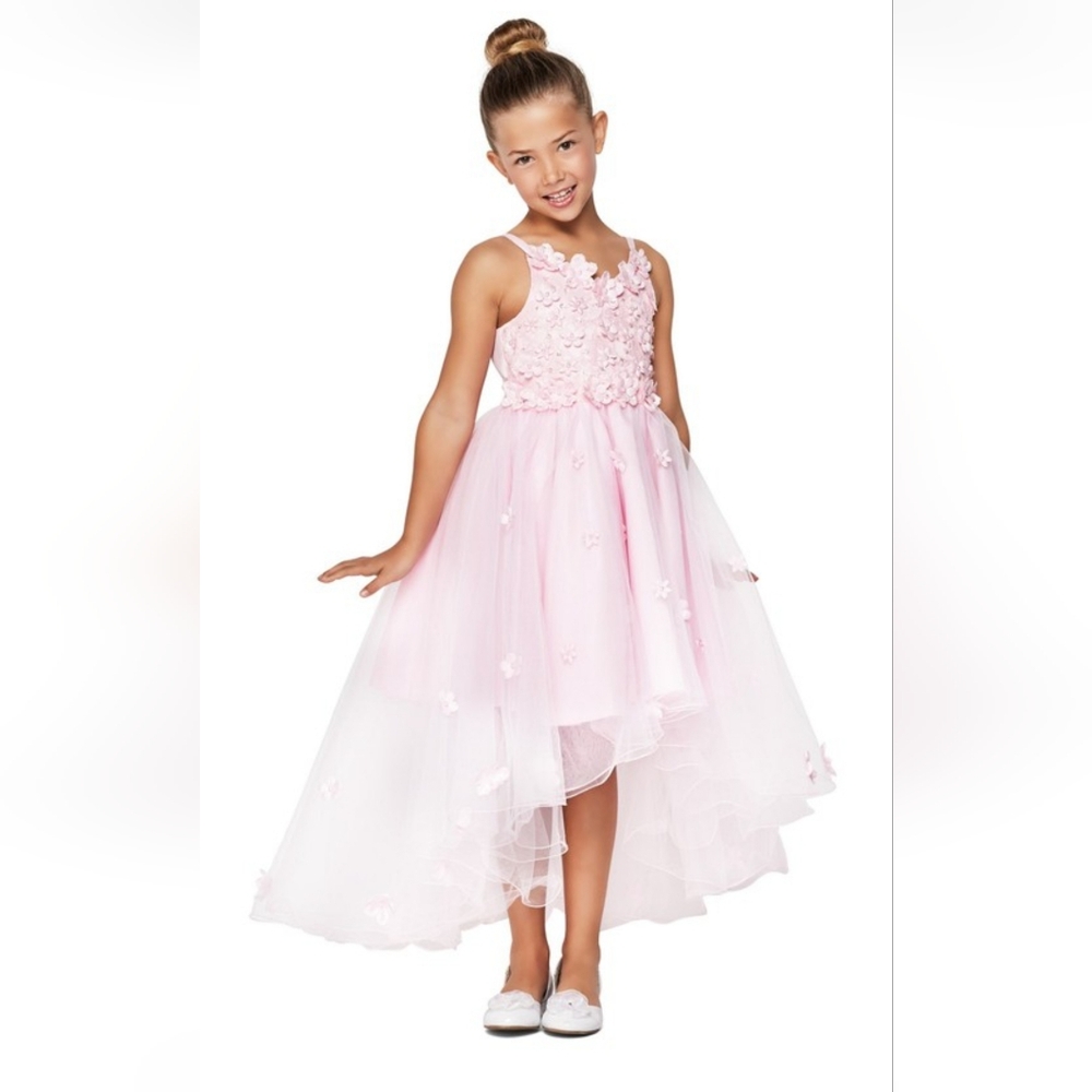 Elegant Pink High And Low Lace Tulle Dress